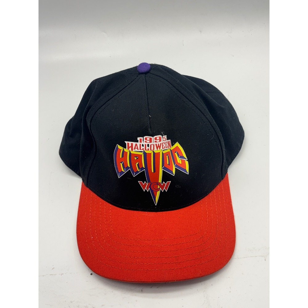 1995 Halloween Havoc WCW Wrestling Snapback Hat Black Red Adult Size